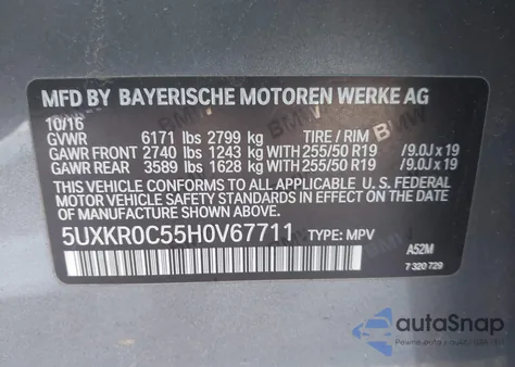 2017 BMW X5 xDrive35I from USA, damaged, VIN 5UXKR0C55H0V67711